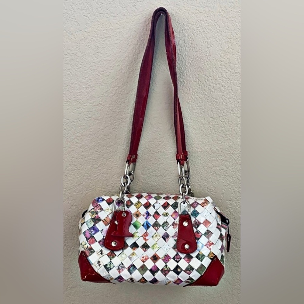 Nahui Ollin Woven Wrapper Stylish Red and White Women's Handbag. - Picture 2 of 16